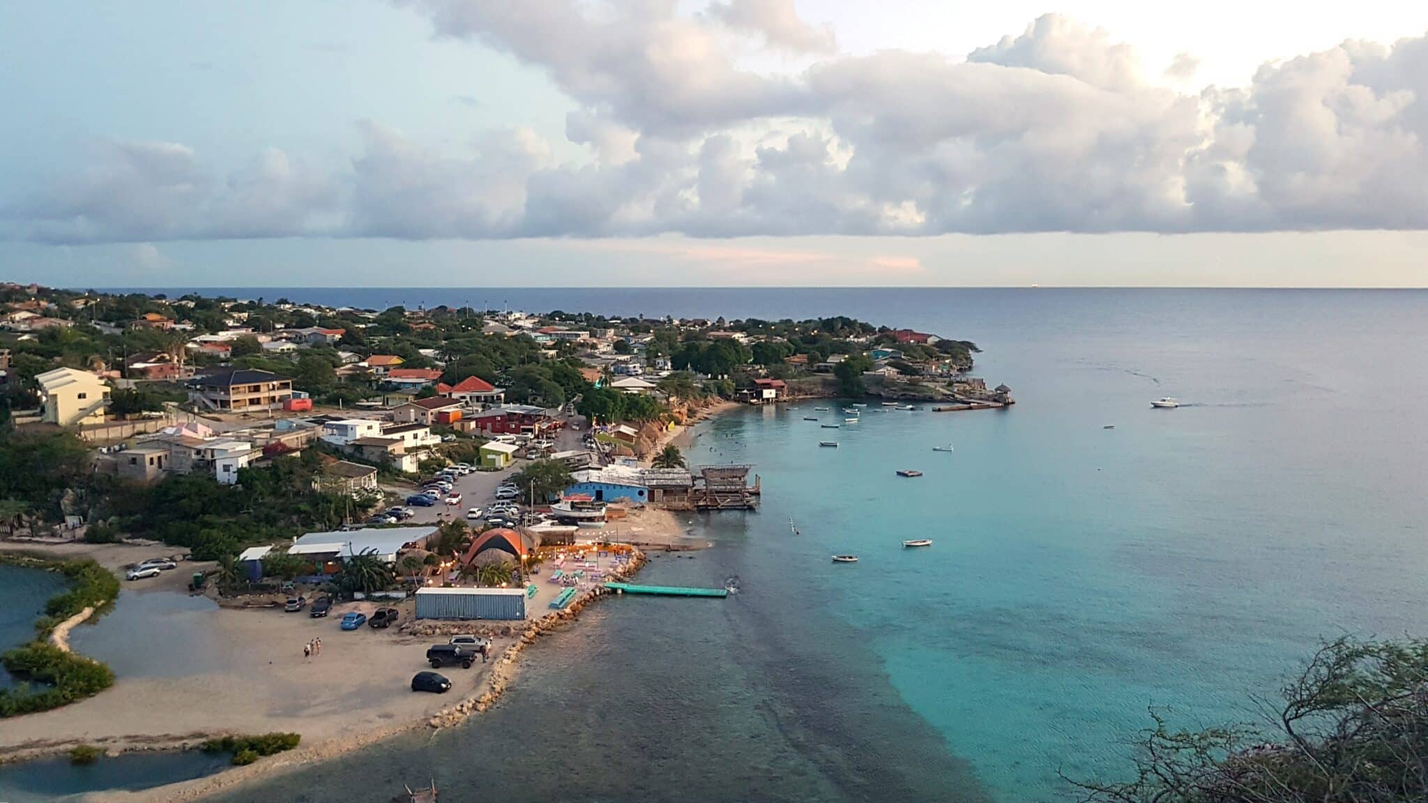 The bay and fishing village of Boka Sami (Boka Sint Michiel) seen from the hill above, Curaçao